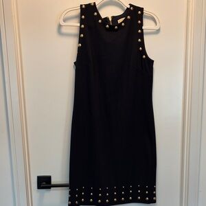 MICHAEL Michael Kors Black Sheath Dress with Gold Studs